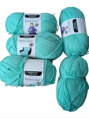 Loops & Threads Impeccable Yarn  Lot of 5 in Color "Mint"